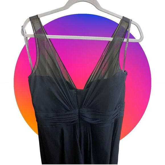 White by Vera Wang Black Evening Gown Dress Womens Sz 14 XL Sleeveless Chiffon - Picture 12 of 16